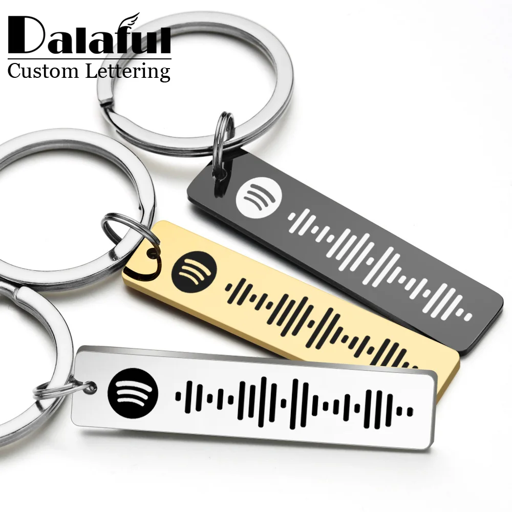 Initial Ring Custom - Porte-clés personnalisé avec Code Spotify, nom