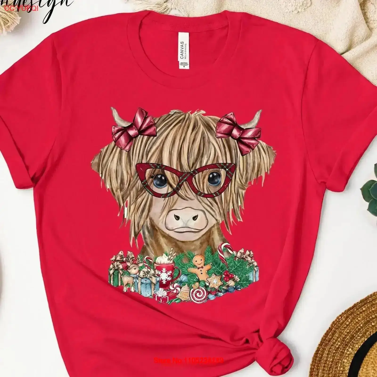Family Tree Print - Noël Highland vache t-shirt joyeux drôle